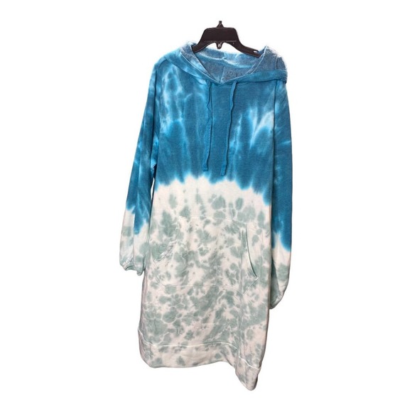 Livi Active Dresses & Skirts - NWT Livi Active Lane Bryant Hoodie Dress 18/20 Blue Tie Dye Pullover Sweatshirt